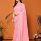 Rajwada Light Pink Georgette Printed Saree For Women