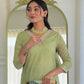 Rajwada Pista Green Silk Blend Embroidered Stitched Kurta Set For Women