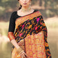 Rajwada Black Silk Blend Woven Saree For Women