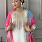 Rajwada Off White Viscose Embroidered Stitched Kurta Set For Women