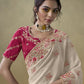 Rajwada Cream Georgette Embroidered Elegant Saree For Women