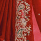 Rajwada Red Satin Embroidered Saree For Women