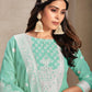 Rajwada Green Organza Embroidered Semi-Stitched Kurta Set For Women