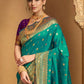 Rajwada Teal Green Silk Blend Woven Pithani Saree For Women