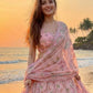 Rajwada Peach Georgette Embellished Semi Stitched Lehenga For Women