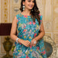 Rajwada Teal Georgette Printed Ready To Wear Saree For Women