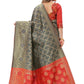 Rajwada Grey Silk Blend Embellished Saree For Women