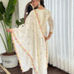 Rajwada White Viscose chanderi Embroidered Stitched Kurta Set For Women