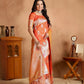 Rajwada Orange Silk Blend Woven Elegant Saree For Women