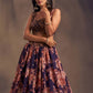 Rajwada Purple Organza Printed And Embriodered Semi-Stitched Lehenga For Women