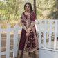 Rajwada Maroon Georgette Embroidered Stitched Gown With Dupatta For Women