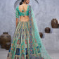 Rajwada Green Organza Embellished Semi-Stitched Lehenga With Unstitched Blouse For Women