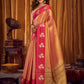 Rajwada Peach Silk Blend Solid Saree For Women