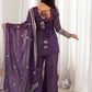 Rajwada Purple Chinon Silk Embellished Kurta Set For Women