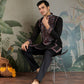 Rajwada Black Viscose Silk Embroidered Stitched Kurta For Men