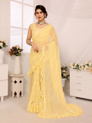 Rajwada Yellow Georgette Embellished Saree For Women