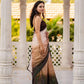 Rajwada Women Brown Silk Blend Designer Embroidery Saree With Unstitched Blouse