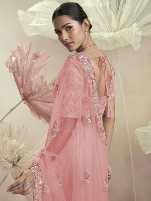 Rajwada Pink Net Embellished Elegant Saree For Women