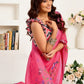 Rajwada Pink Cotton Linen Zari Work Saree For Women