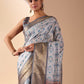 Rajwada Grey Silk Blend Printed Saree For Women