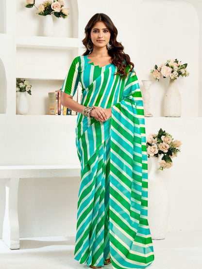 Rajwada Green Cotton Linen Zari Work Saree For Women