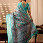 Rajwada Sea Green Silk Blend Printed Saree For Women
