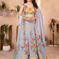 Rajwada Grey Georgette Embroidered Semi-Stitched lehenga For Women