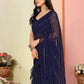 Rajwada Dark Blue Georgette Embellished Saree For Women
