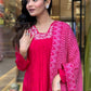 Rajwada Red Viscose Embroidered Stitched Kurta Set for Women