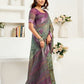 Rajwada Mauve And Green Cotton Linen Zari Work Saree For Women