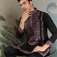 Rajwada Black Viscose Silk Embroidered Stitched Kurta For Men