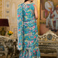 Rajwada Teal Georgette Printed Ready To Wear Saree For Women