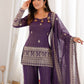 Rajwada Purple Chinon Silk Embellished Kurta Set For Women