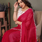 Rajwada Red  Banglori Lace Work Saree With Unstitched Blouse For Women