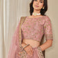 Rajwada Pink Art Silk Embroidered Semi-Stitched lehenga For Women