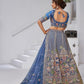 Rajwada Blue Organza Tissue Embroidered Semi-Stitched Lehenga For Women
