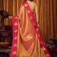 Rajwada Peach Silk Blend Solid Saree For Women