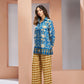 Rajwada Blue Linen Printed Stitched Co-Ord Set For Women