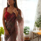 Rajwada Mauve Organza Printed Saree With Unstitched Blouse For Women