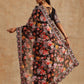 Rajwada Black Georgette Embroidered Printed Saree For Women