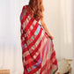 Rajwada Red Georgette Embellished Saree With Unstitched Blouse For Women
