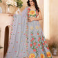 Rajwada Grey Georgette Embroidered Semi-Stitched lehenga For Women