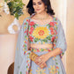 Rajwada Grey Georgette Embroidered Semi-Stitched lehenga For Women