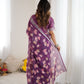 Rajwada Purple Linen Cotton Printed Saree For Women