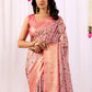 Rajwada Pink Silk Blend Printed Saree For Women