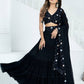 Rajwada Black Georgette Embroidered Semi-Stitched lehenga For Women