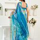 Rajwada Blue Cotton Linen Zari Work Saree For Women