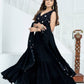 Rajwada Black Georgette Embroidered Semi-Stitched lehenga For Women