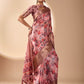 Rajwada Pink Silk Blend Printed Saree For Women