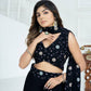 Rajwada Black Georgette Embroidered Semi-Stitched lehenga For Women